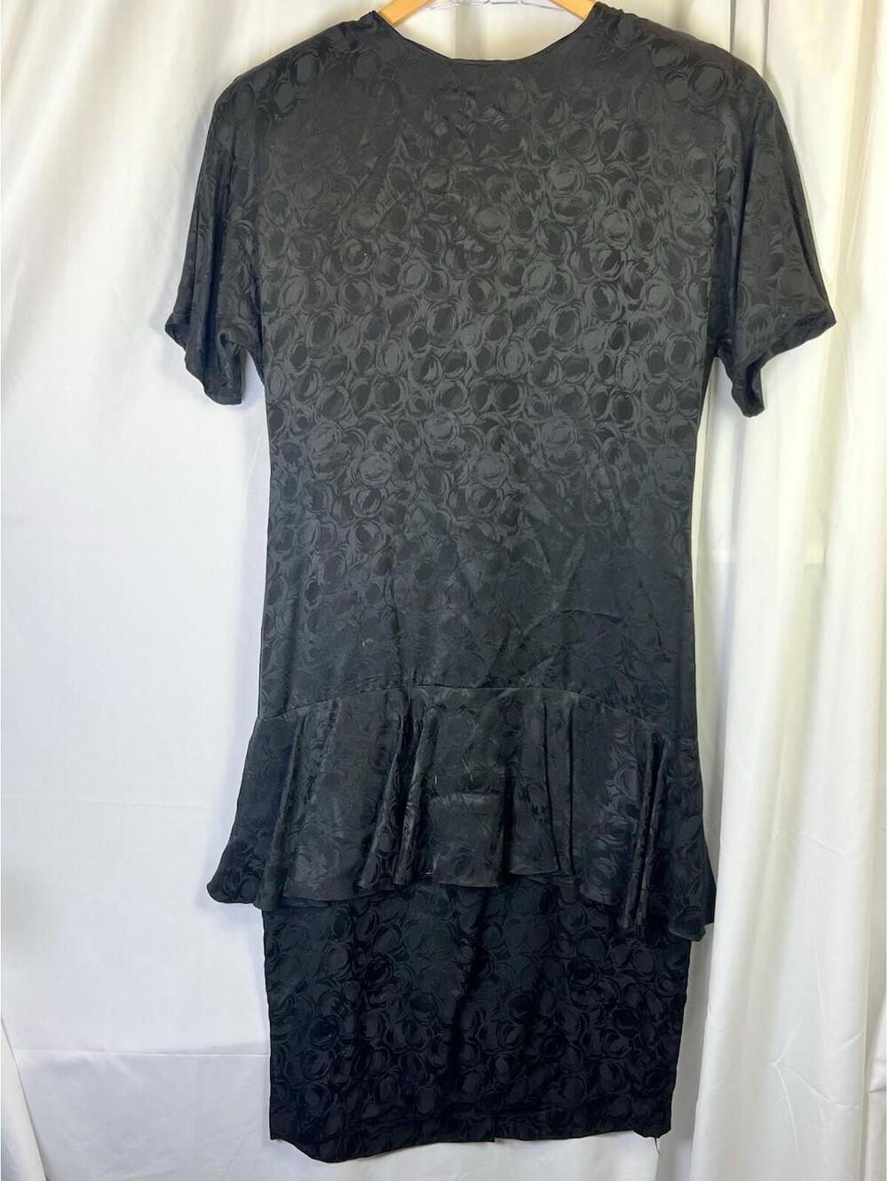 Pat Argenti Black Ruffle A-Line Bows Silk Dress Women's 80’s VTG Sz 6 VGUC